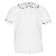 White with Navy Piping Peter Pan Blouse