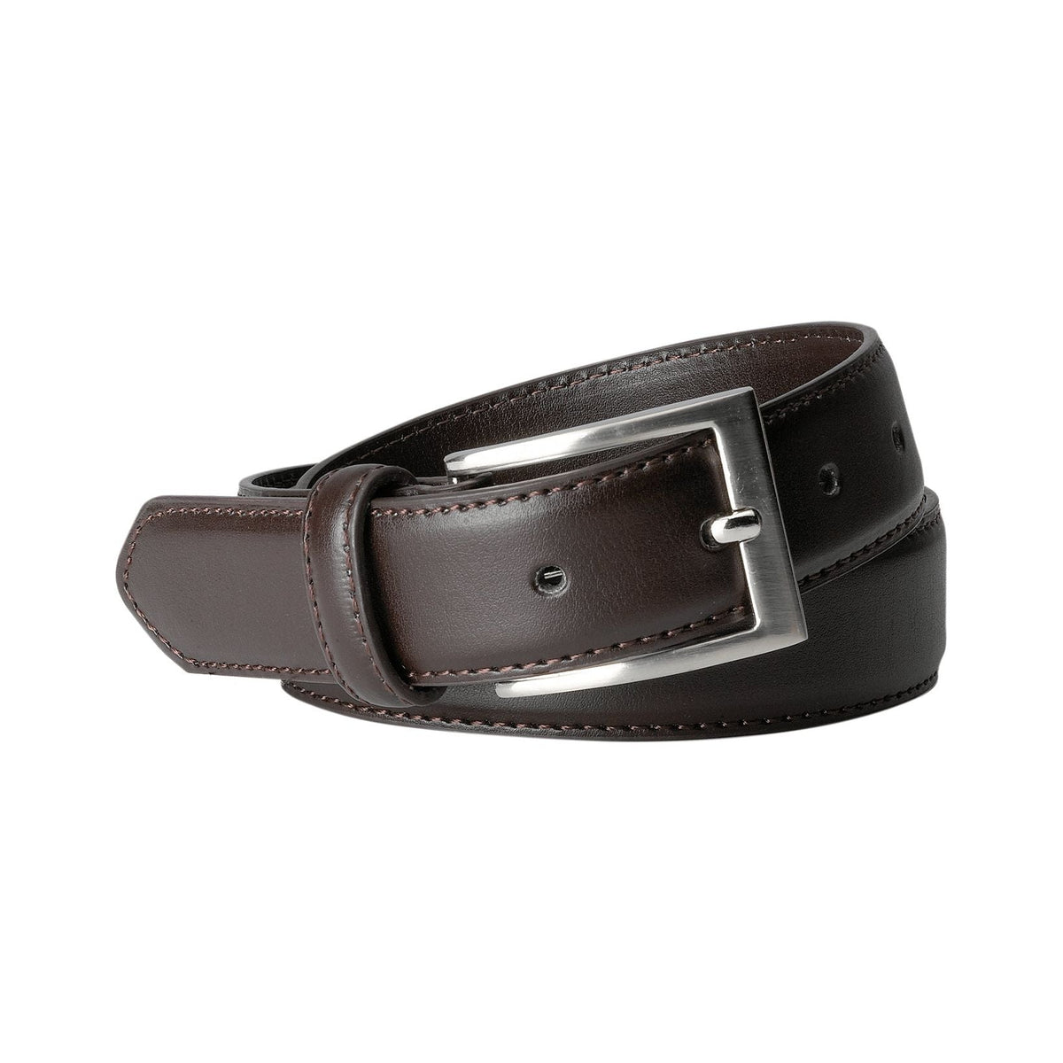 Black/Brown Genuine Leather Dress Belt