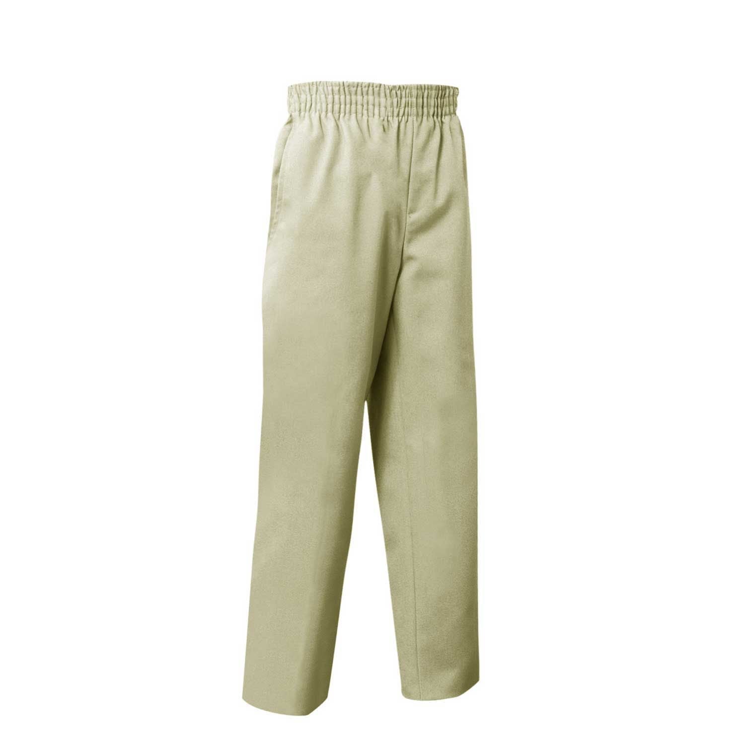 Elastic Waist Pull-On Khaki Twill Pants